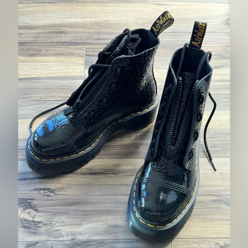 Dr. Martens 1460 Women's Emboss Patent Leather Lace-Up Ankle Boots